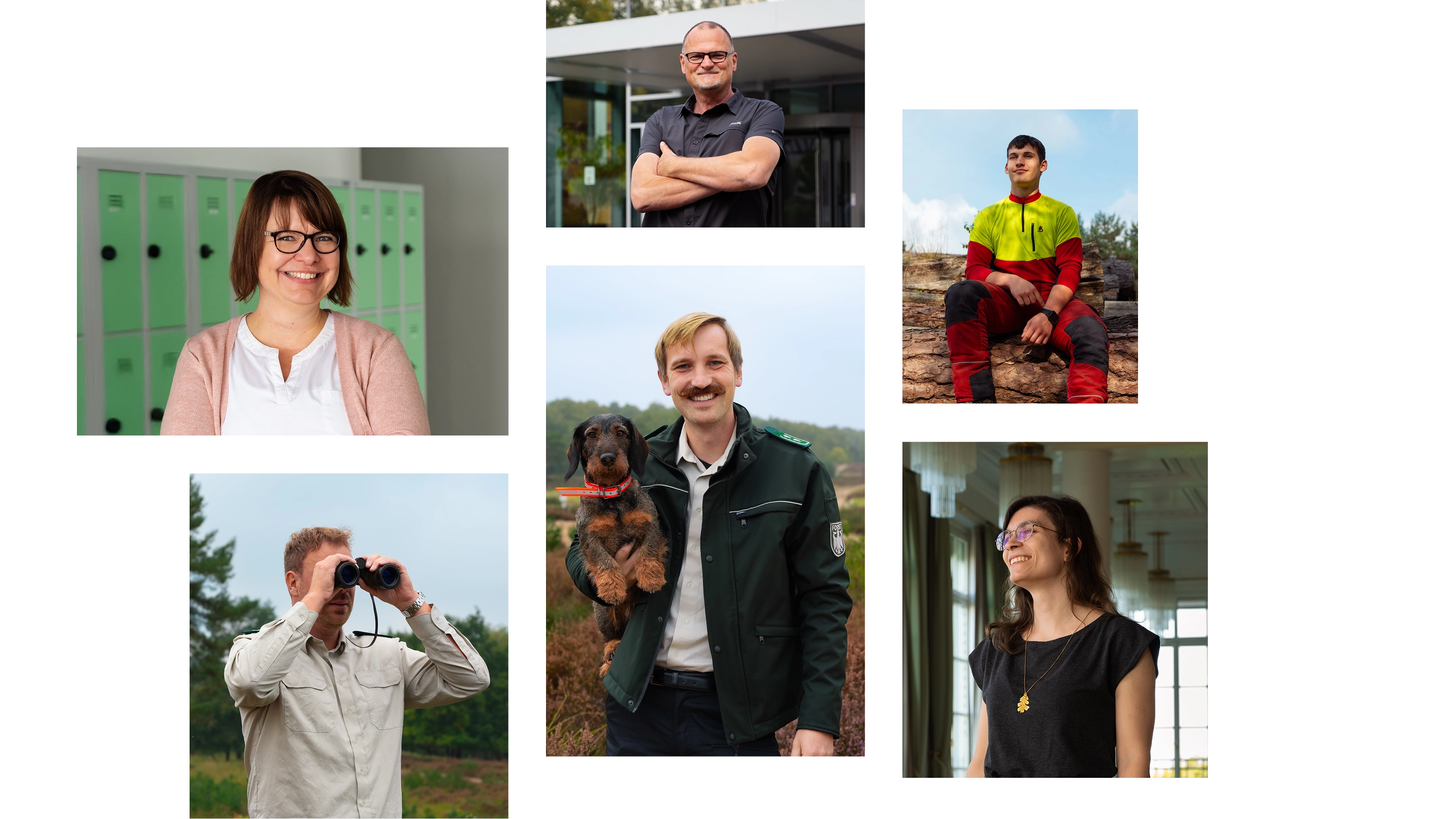 Eine Collage aus sechs Bildern, zeigt unterschiedliche Fotos von Personen.